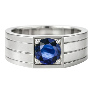 Sapphire Solitaire Ring for Men Silver, Gold, Size 10