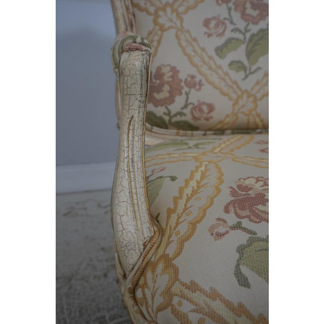 Pair of Crackle Paint Louis XV Fauteuils Armchairs For Sale - Image 13 of 18