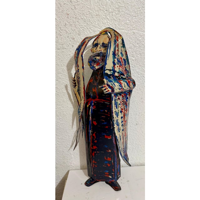 Mimi Gross, 3d Metal Sculpture With Color Painting Rabbi Construction Mimi Gross For Sale - Image 4 of 10