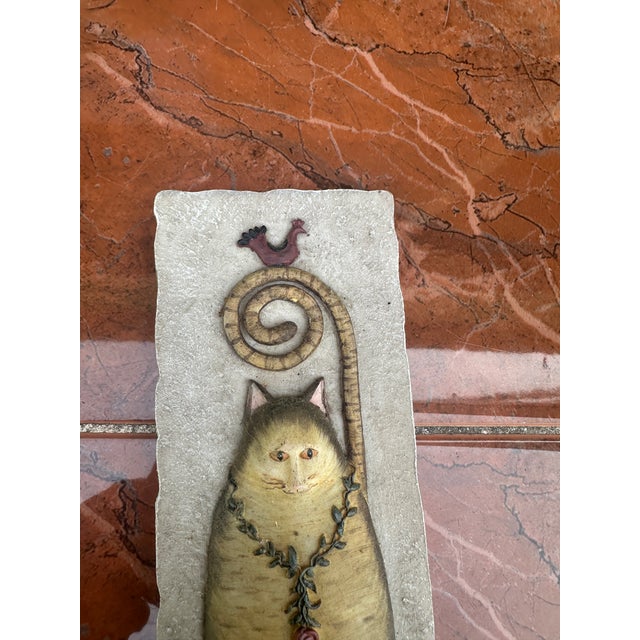 Up for consideration is a beautiful Americana stone cat wall hanging. This would look lovely in your home and it is a...