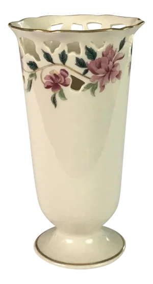 1980s Lenox Tall Porcelain Pierced Vase