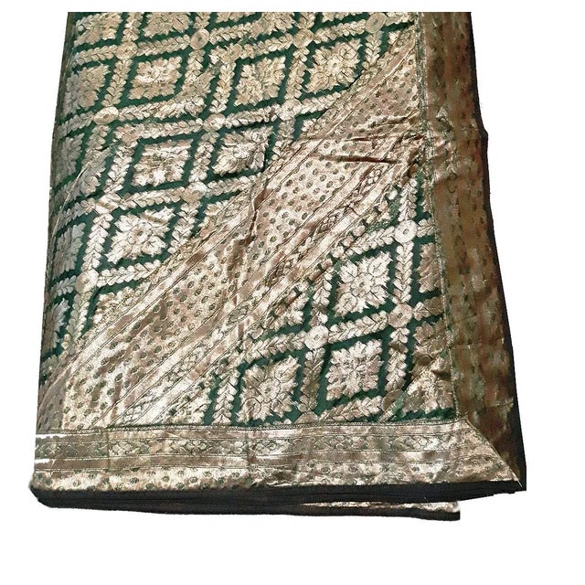 Gold Late 20th Century Brocade Silk Kantha Throw For Sale - Image 8 of 12