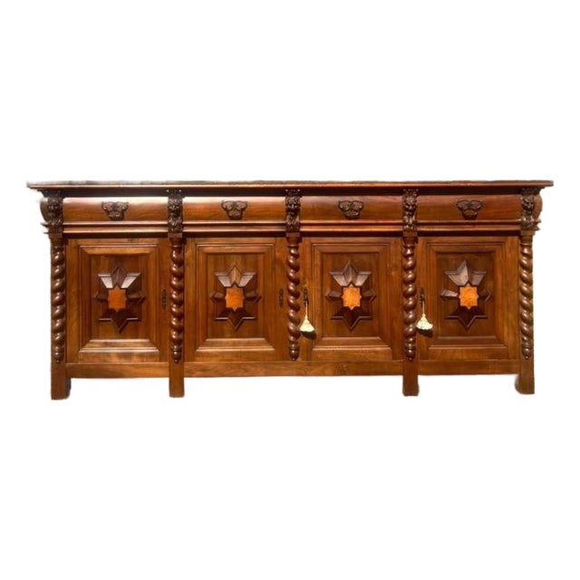 19th Century French Renaissance Solid Walnut Sideboard / Buffet For Sale
