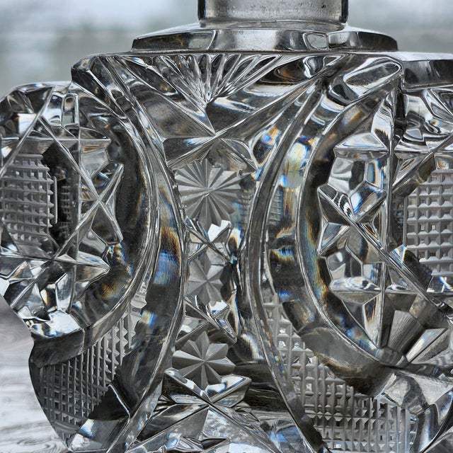 Transparent Mid-Century Czech Bohemian Cut Crystal Vanity Bottle, Made in Czechoslovakia, Winged Sculptural Glass, 1950s For Sale - Image 8 of 11