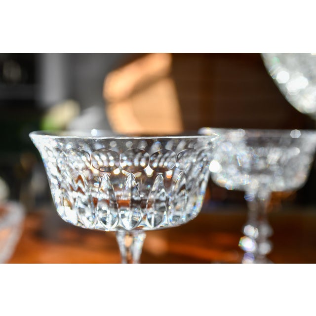 Gorham 1980s Crystal Gorham De Medici Champagne Tall Sherbet Coupe Glasses- Set of 2 For Sale - Image 4 of 11