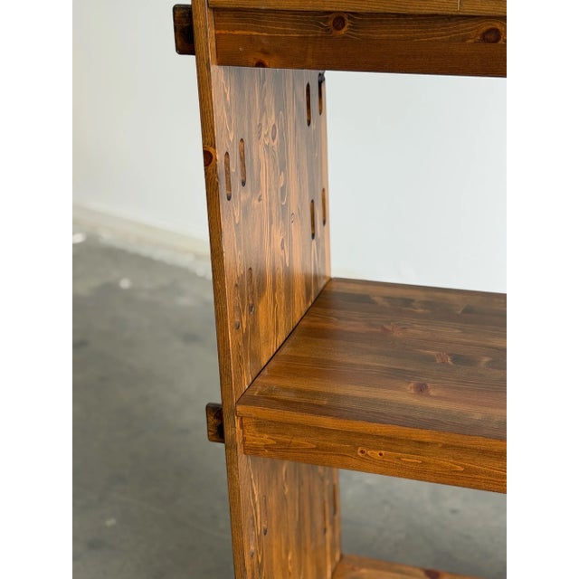 Antique Vintage Solid Wooden Arts & Crafts Pegged Bookcase For Sale - Image 9 of 17
