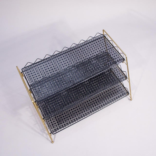 Vintage Shoe Shelf in Brass and Painted Metal, 1950s For Sale - Image 4 of 5