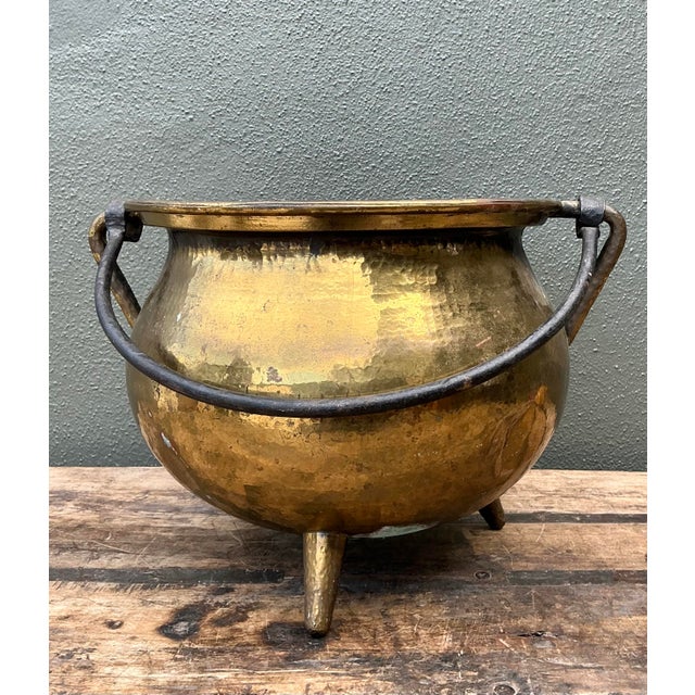 Metal Vintage Hammered Brass Cauldron For Sale - Image 7 of 7