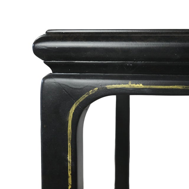 Wood Black Hand-Painted Golden Chinese-Style Lotus Coffee Table For Sale - Image 7 of 10