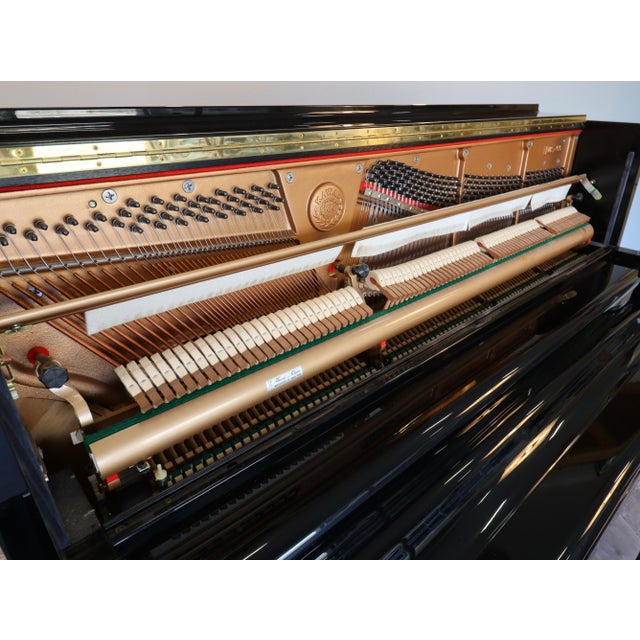 Japanese 1980s Kawai Us-55 Professional Japanese Upright Grand Piano — Polished Ebony For Sale - Image 3 of 17