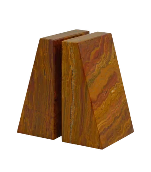 Brown Marble Bookends - a Pair