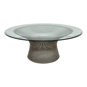 Mid Century Modern Coffee Table With Round Glass Top | Warren Platner