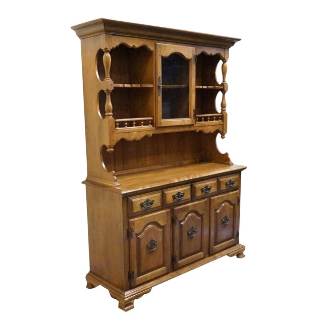 KELLER FURNITURE Colonial Country Style 54" Solid Maple Buffet w. Display Hutch 74.5" High 54" Wide 19" Deep We specialize...