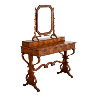 Mahogany Biedermeier Vanity Dressing Table With Mirror, Sweden Circa 1830-50 For Sale