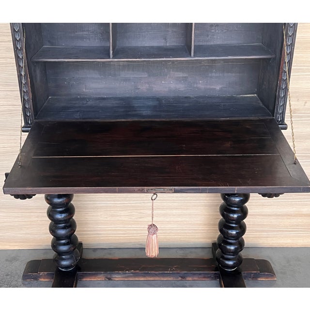 20th Century Spanish Baroque Style Cabinet on Stand, Bargueno or Varqueno For Sale - Image 9 of 12