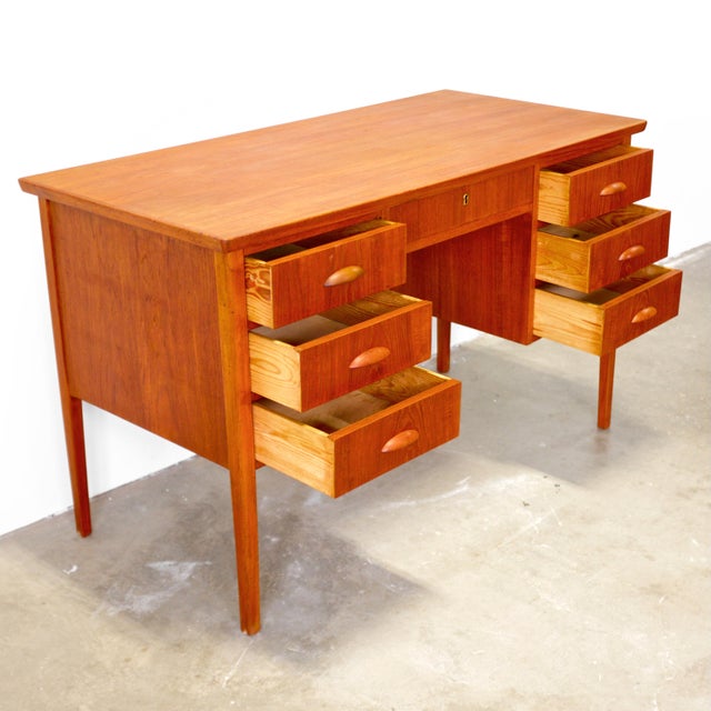 1950s Danish Teak Writing Desk For Sale - Image 10 of 11