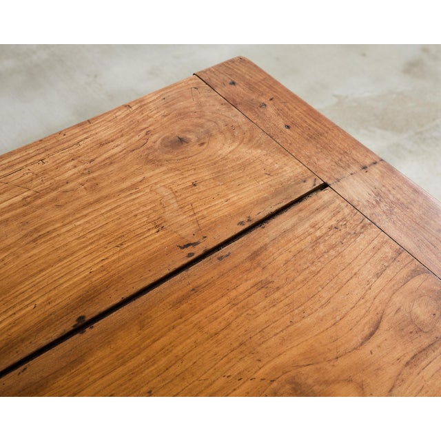 Country French Provincial Fruitwood Farmhouse Trestle Dining Table For Sale - Image 10 of 12