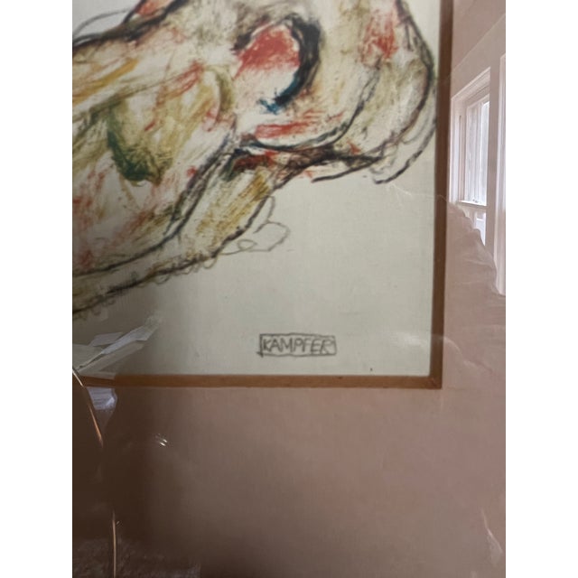 Mid 20th Century Egon Schiele Expressionist “Fighter” Figural Drawing Lithograph Print 1913 For Sale - Image 5 of 9