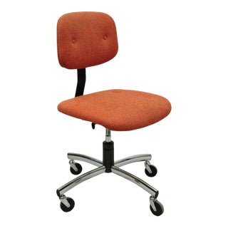 Vtg Steelcase Red Upholstered Adjustable Swivel Mid Century Office Desk Chair For Sale