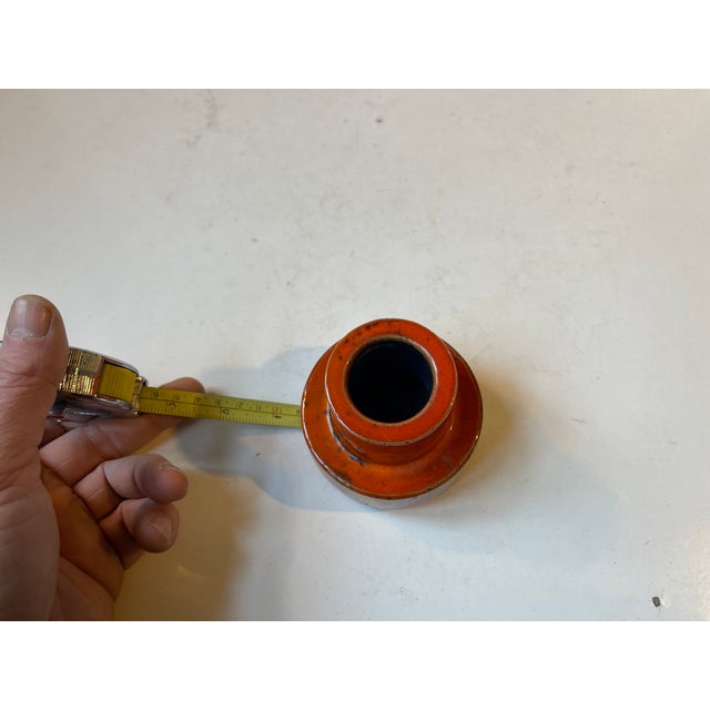 Ceramic Scandinavian Brutalist Orange Stoneware Vase in the style of Jaap Revelli, 1970s For Sale - Image 7 of 8