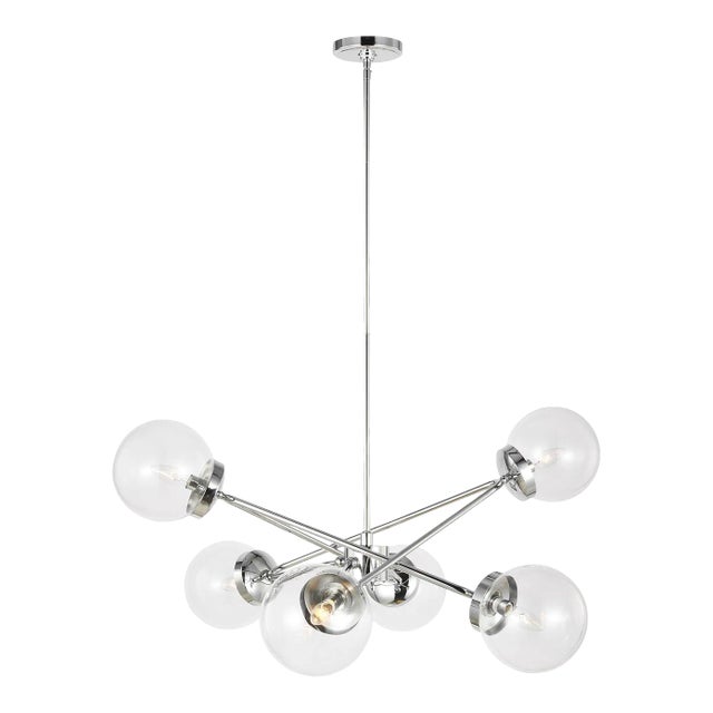 AERIN By Visual Comfort Studio Tierney 6-Light Chandelier in Chrome For Sale