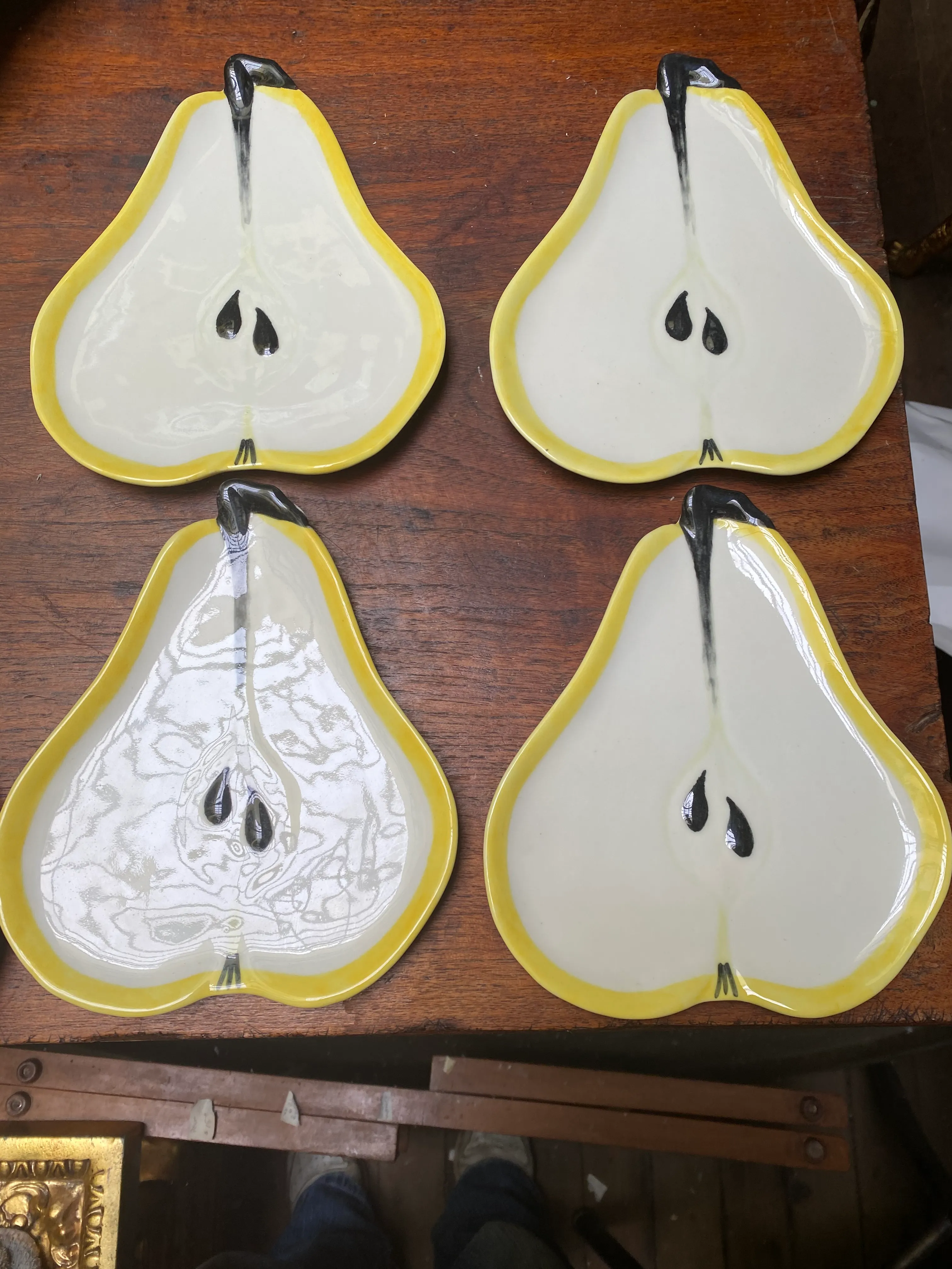 Mid 20th Century Hand Painted Ceramic Pear Shaped Dish/Plate by