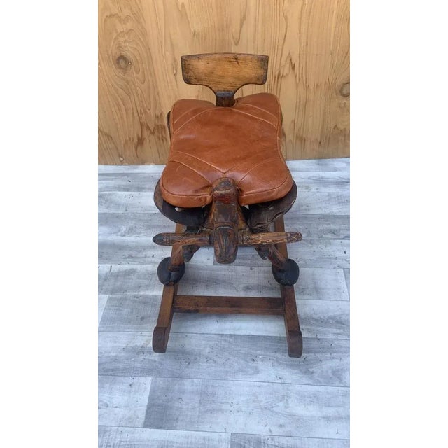 1930s Hand Carved Turkish Wood Camel Rocker With Leather Cushion Seat ...