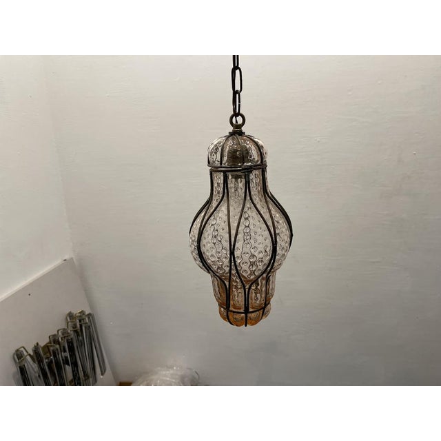 Wrought Iron Pink Light Pendant, 1970s For Sale - Image 5 of 9