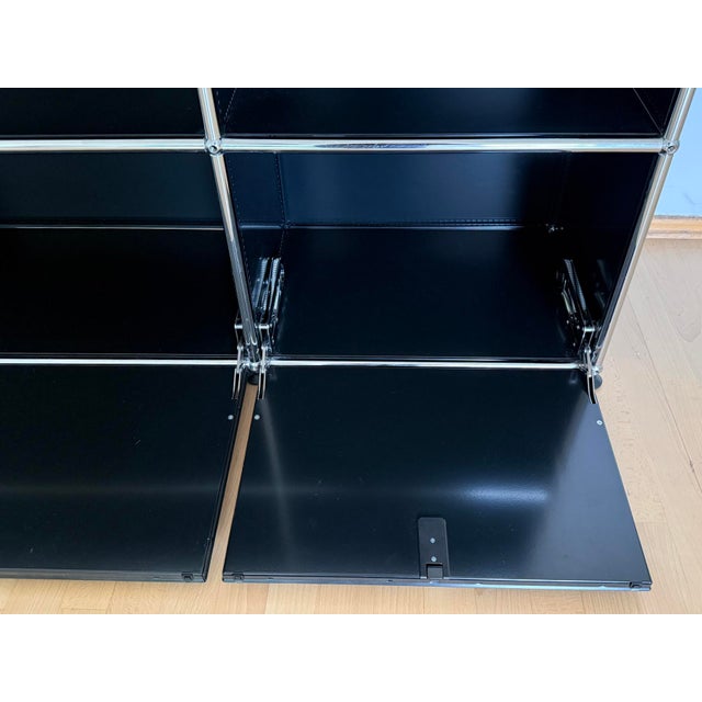 Black Ral 9011 Sideboard with 8 Compartments, 4 Doors and Pull-Out Shelf by Fritz Haller for USM Haller, Switzerland, 2000s For Sale - Image 17 of 18