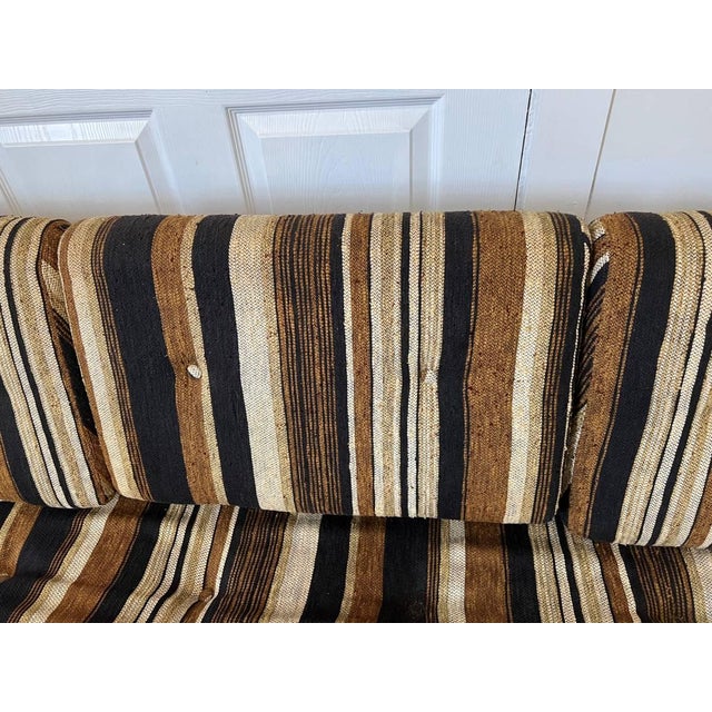 Brown Mid Century Three Seat Sofa With Teak Frame & Stripes, Possibly of Dux Sweden For Sale - Image 8 of 12