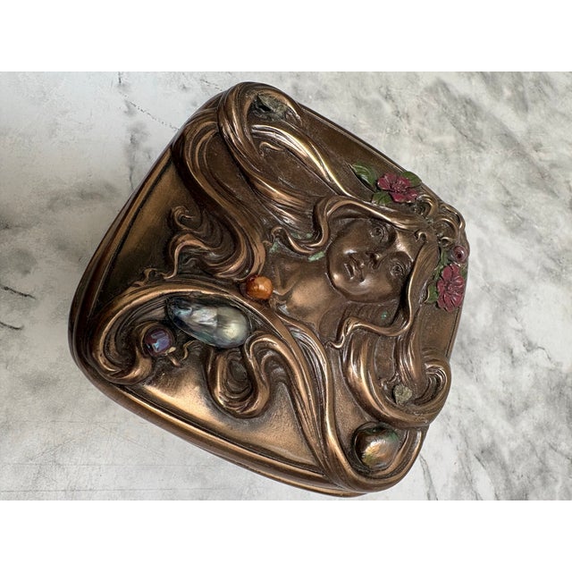 Plastic Vintage Textured Rococo Style Goddess Trinket Box For Sale - Image 7 of 7