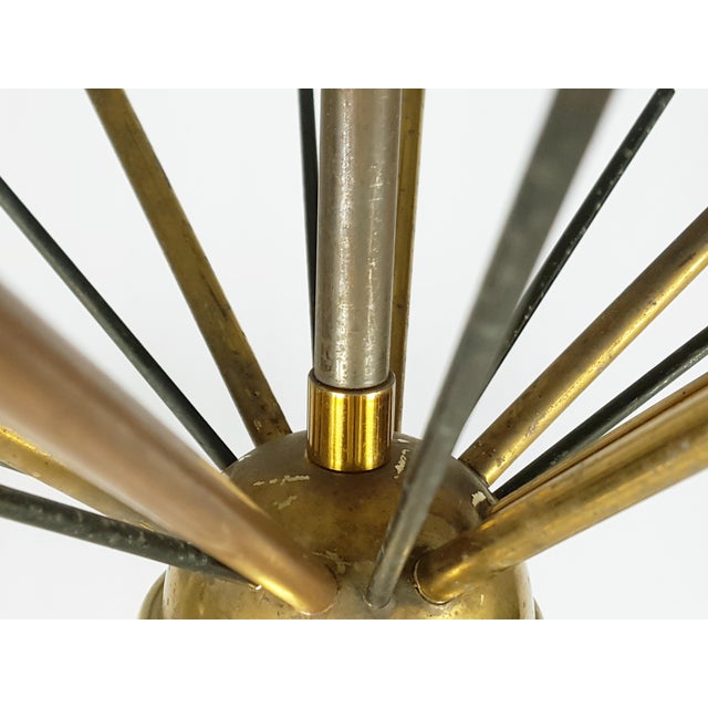 Metal Opaline Glass, Brass & Painted Metal 8-Light Pendant Lamp from Stilnovo, 1950s For Sale - Image 7 of 14