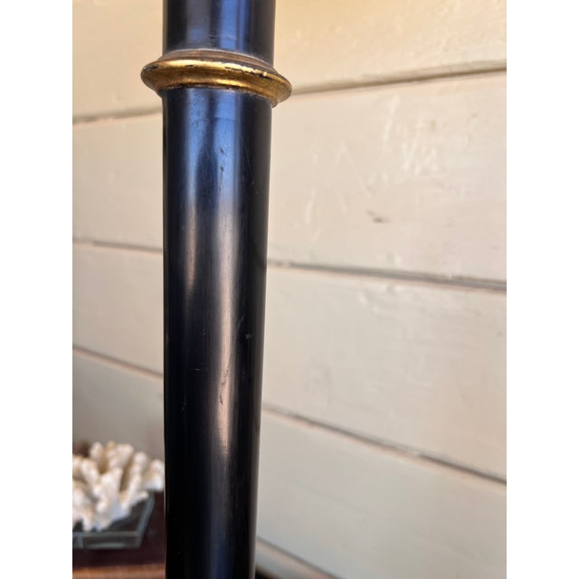Vintage Italian Wooden Ebonized & Parcel Gilt Tall Table Lamp With New Drum Shade For Sale - Image 15 of 15
