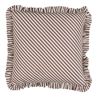 Schumacher Brigitte Stripe Pillow 18" in Brown For Sale