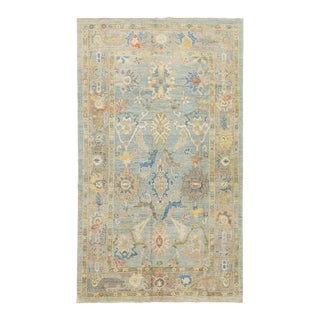 6 X 11 Apadana's Contemporary Sultanabad Blue Wool Rug For Sale