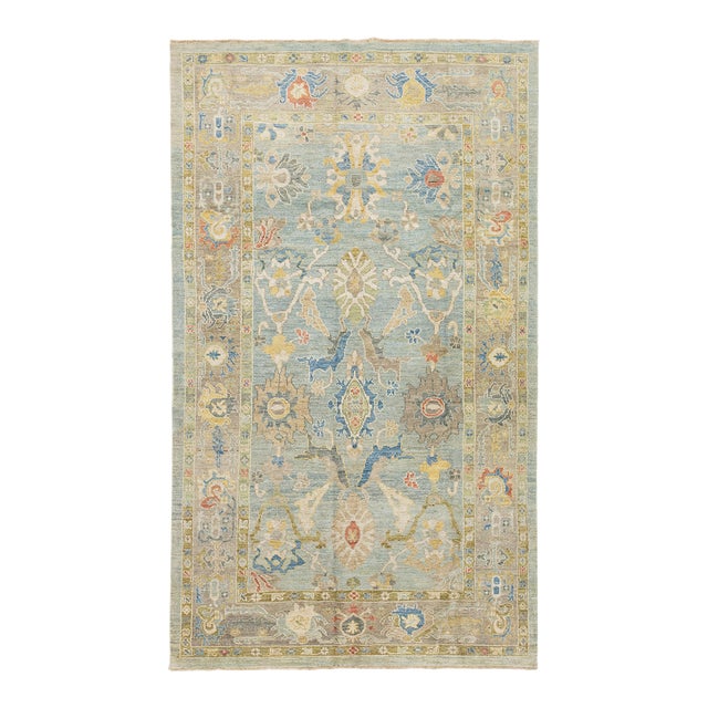 6 X 11 Apadana's Contemporary Sultanabad Blue Wool Rug For Sale