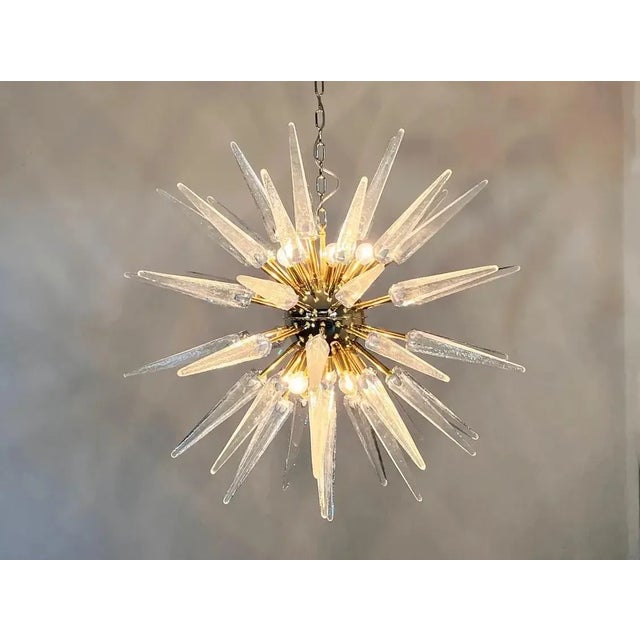 Transparent Italian 51-Tip Murano Glass Sputnik Chandelier, Clear Transparent For Sale - Image 8 of 12