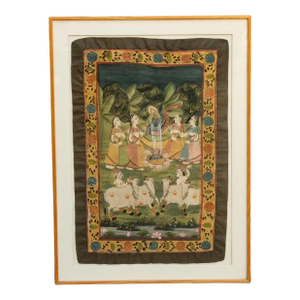 Sacred Pasture, Framed Vintage Pichwai Painting