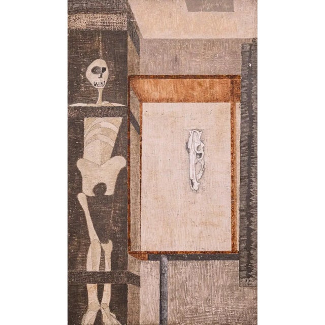 Surrealism Sam Gamburd Signed Surrealist Modern Oil Painting Study on Board Framed 1960s For Sale - Image 3 of 9