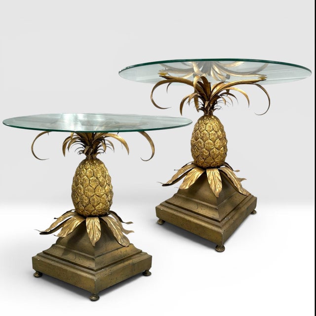 Pair of Mid-Century Italian Hollywood Regency Brass Pineapple Side Tables. For Sale - Image 9 of 15