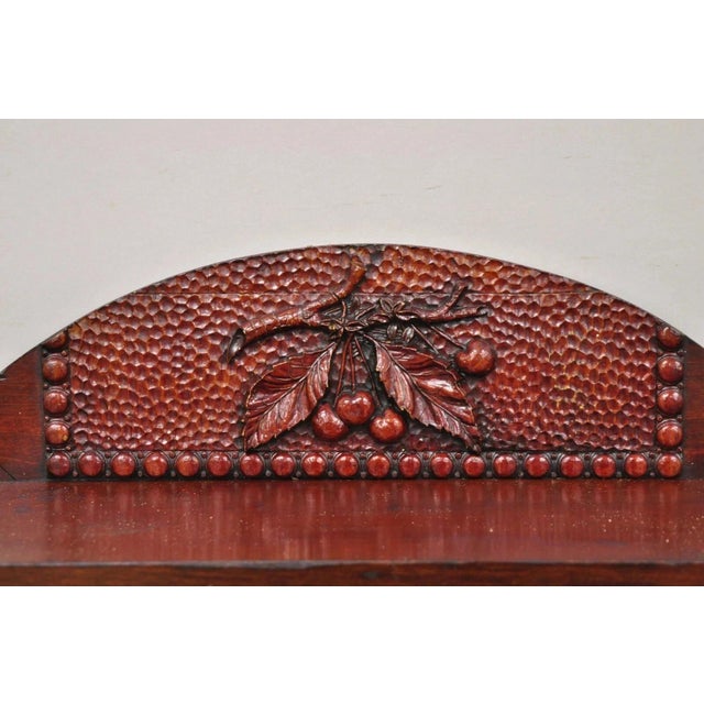 Antique Victorian Black Forest Carved Round Wall Mirror Curio Cabinet For Sale - Image 4 of 12