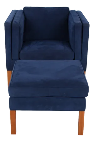 Set of Vintage Armchair and Stool by Børge Mogensen for Fredericia