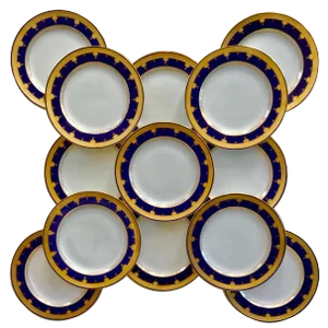 12 Cobalt Blue Dinner Plates