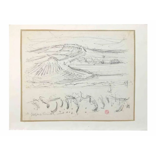 Landscape is an artwork realized bySuzanne Tourte, in 1940s. Pen on paper, 25 x 33 cm. Handsigned in the lower right part...