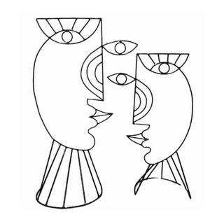 90s Pair of Monumental Postmodern Post Modern Diego Cabezas Attrib Indoor / Outdoor Handmade Steel Cubist Figural Steel Sculptures - Set of Two For Sale