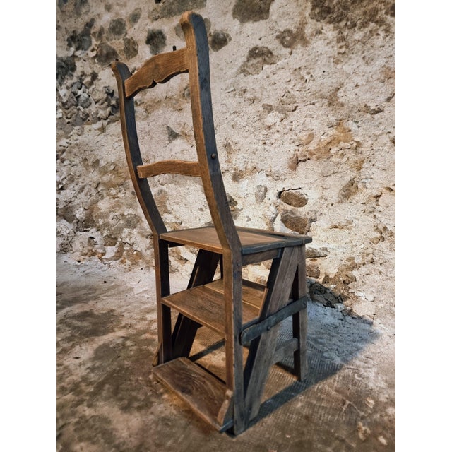 Antique French Oak Metamorphic Library Chair, 1900s For Sale - Image 6 of 16