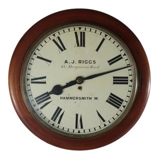Oversized Antique A. J. Riggs Hammersmith Victorian Walnut Bankers Clock 19thC For Sale