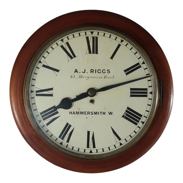 Oversized Antique A. J. Riggs Hammersmith Victorian Walnut Bankers Clock 19thC For Sale