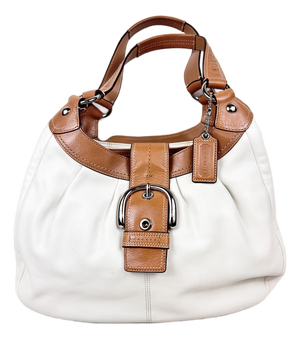 Vintage Y2k Coach Off-White & Tan Leather Soho Lynn Hobo Bag