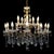 This vintage chandelier, dating to approximately 1940, features a gilt bronze frame adorned with numerous crystal prisms...